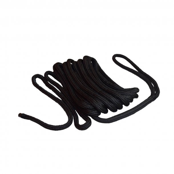 Bosse d'amarrage polyester noir 24 fuseaux Ø 10mm x 6 mètres avec boucle 30cm épissée