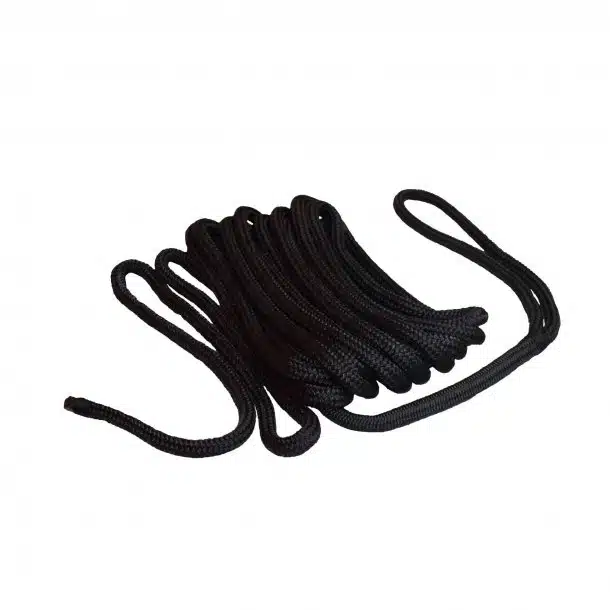 Bosse d'amarrage polyester noir 24 fuseaux Ø 10mm x 6 mètres avec boucle 30cm épissée