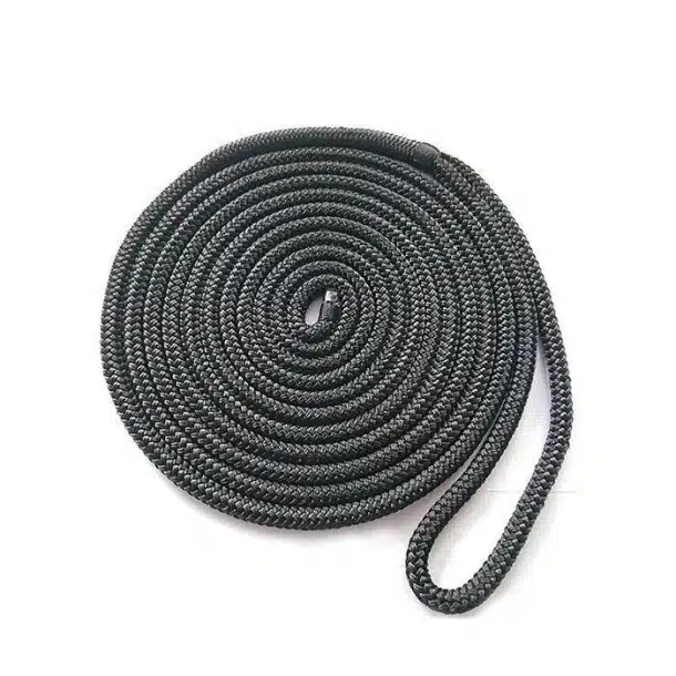 Garde d'amarrage polyester noir 24 fuseaux Ø 12mm x 8 mètres avec boucle 1 mètre